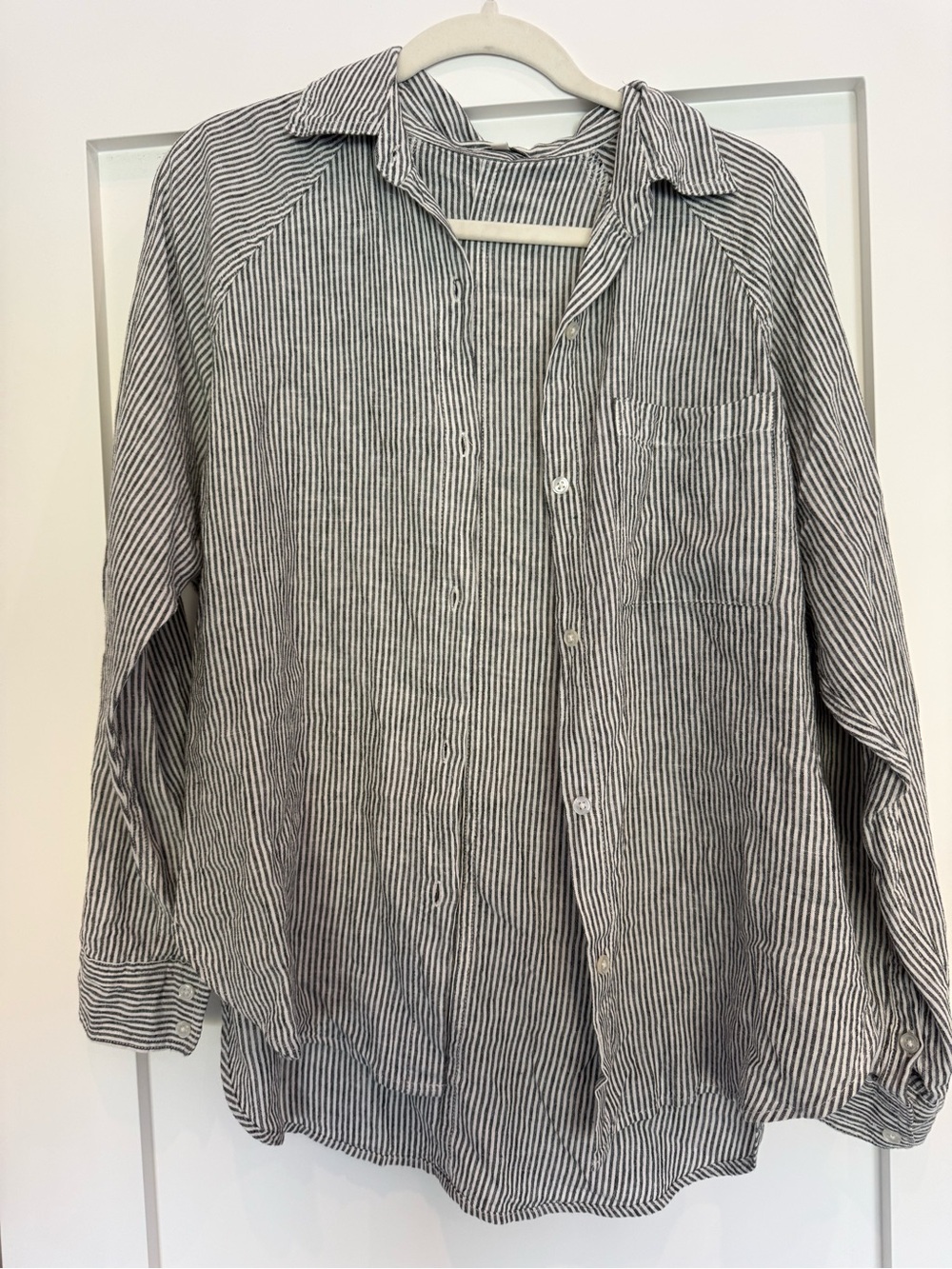 Z Supply Black and White Striped Button-Down Shirt